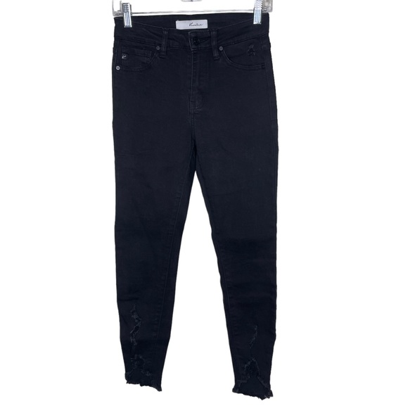 Kancan Women’s Black High Rise Fray Hem Skinny Jeans Size 3/25 - Picture 6 of 13